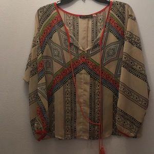 Shear Long sleeve Aztec blouse
